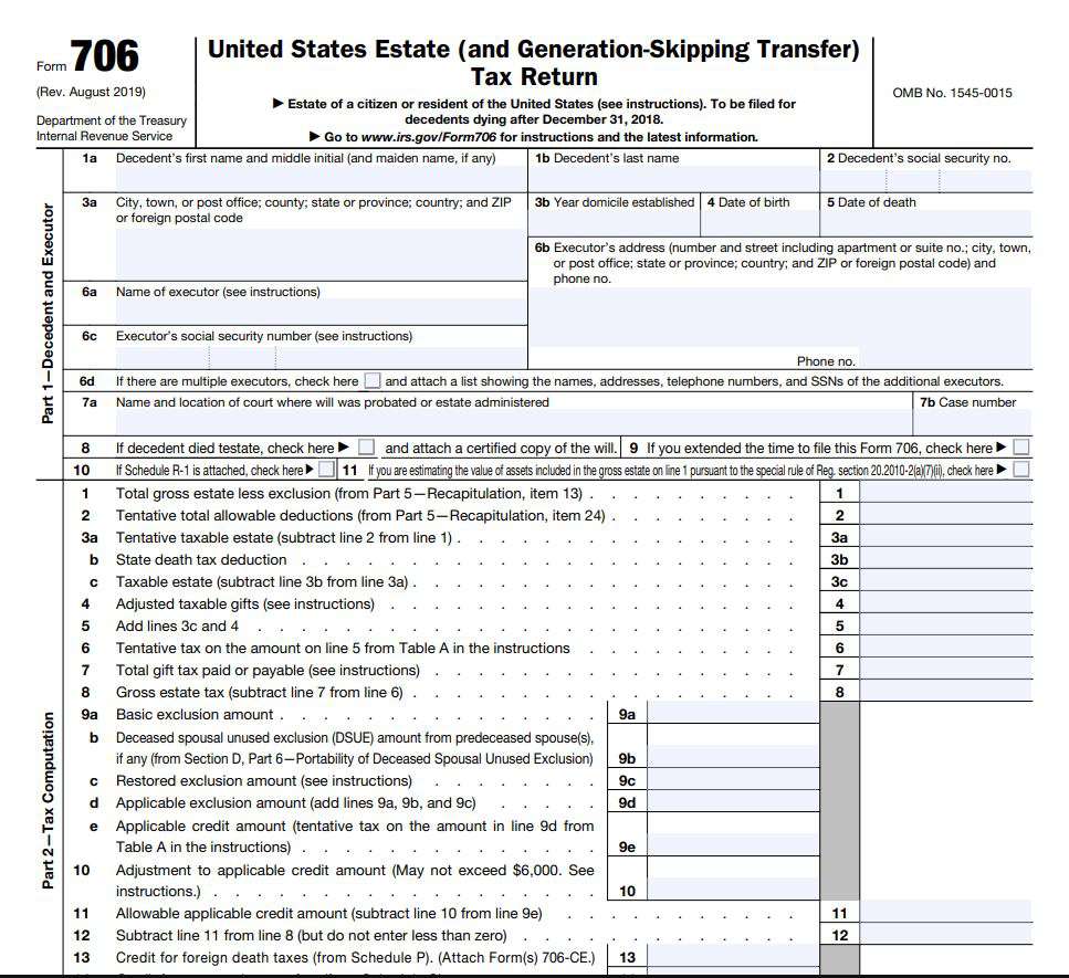 IRS表格706 (2021)