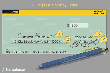 图为一张为杰瑞·宋飞的电影《宇宙克雷默》填写的300美元的汇款单
