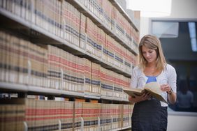 Young woman in law library