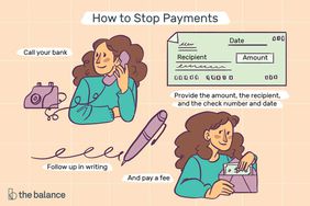 自定义插图，显示如何停止支票支付与您的银行