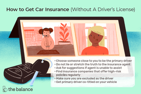 图片显示两个人在视频通话，车钥匙在屏幕前。上面写着:“没有驾照怎么买车险:选择你身边的人当主司机;不可向保险代理人说谎或夸大事实;如代理商不能提供协助，询问建议;寻找定期提供高风险保单的保险公司;确保你被排除在司机之外;让你的车拥有主司机联名。”