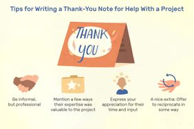 这幅图显示了为帮助写一封感谢信建议一个项目包括是非正式的,但专业,提到几方面他们的专业知识是有价值的项目,表达你的感谢他们的时间和输入,一个是提供额外回报。