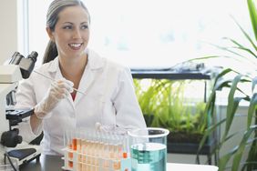 Wildlife forensic scientist at work in a lab