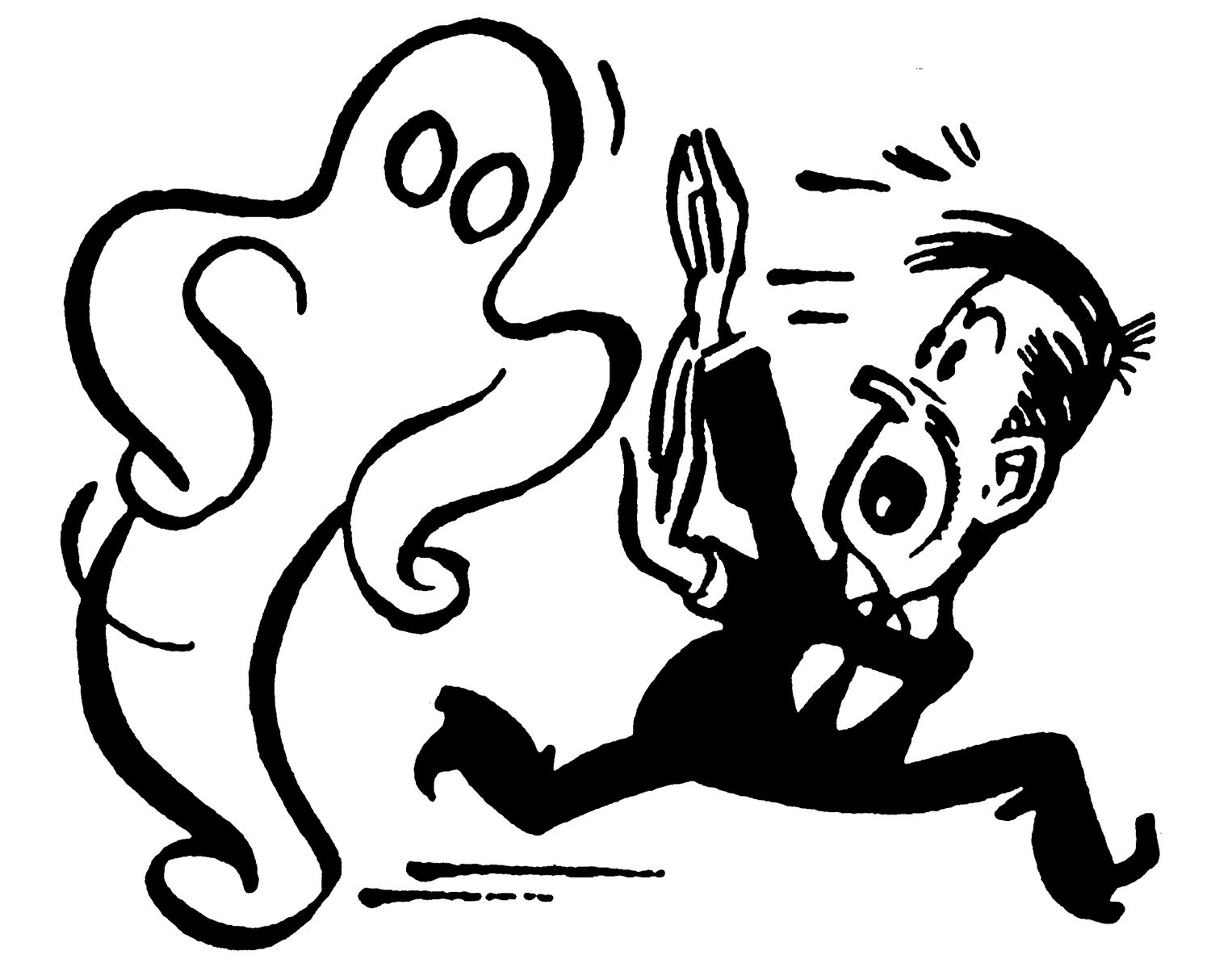 一个人从一个鬼跑的插图，代表了幻影债务的概念。＂class=