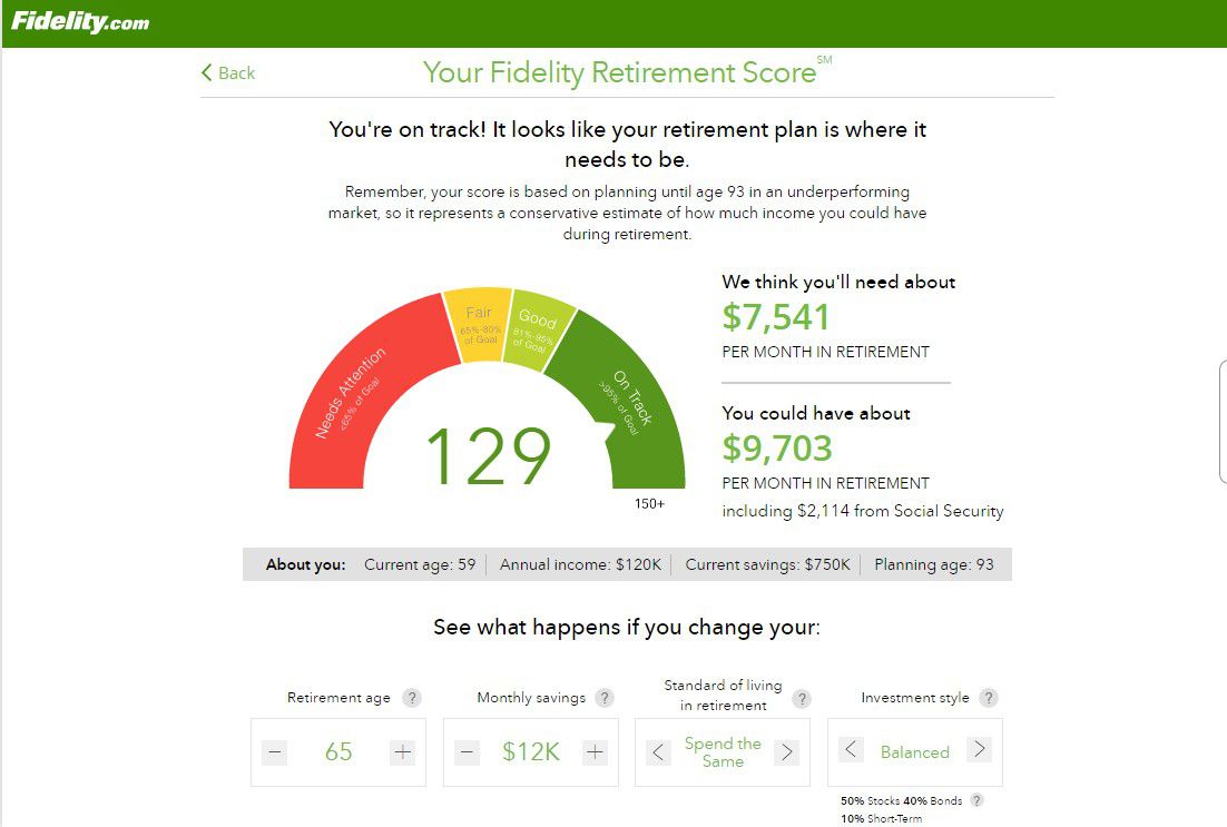 富达(Fidelity's Retirement Score Calculator)的截图