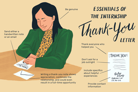 这幅图列出了基本的实习感谢信包括“是真实的”,“发送手写便条或电子邮件”,“写感谢信了升值,持续的关系,甚至可能导致一个全职的机会,”“感谢曾经帮助过你的所有人,”“不要问直接找工作,”“包括具体有用的经历,”和“提供联系信息。”