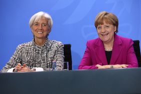 国际货币基金组织总裁拉加德和德国总理默克尔