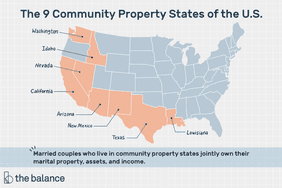 美国的9共同财产状态:华盛顿、爱达荷州、内华达州、加利福尼亚州、亚利桑那州、新墨西哥州、德克萨斯州和路易斯安那州。已婚夫妇居住在共同财产国家共同拥有自己的婚姻财产,资产和收入。