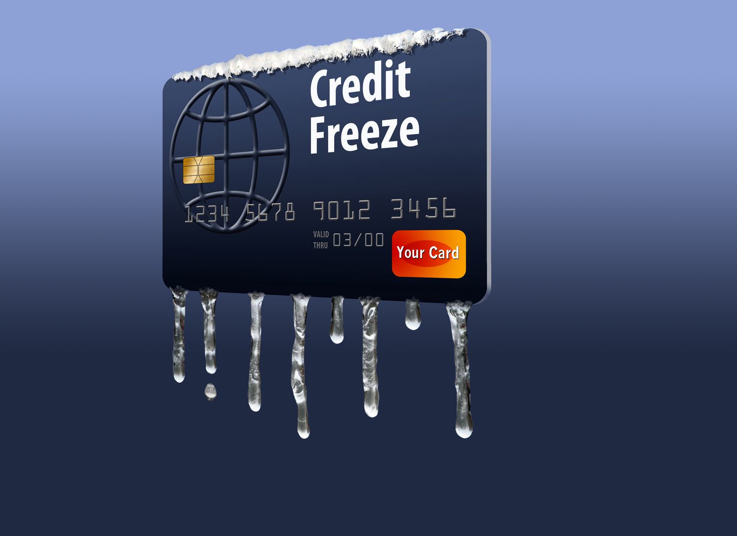 有冰柱的信用卡说明信用冻结＂class=